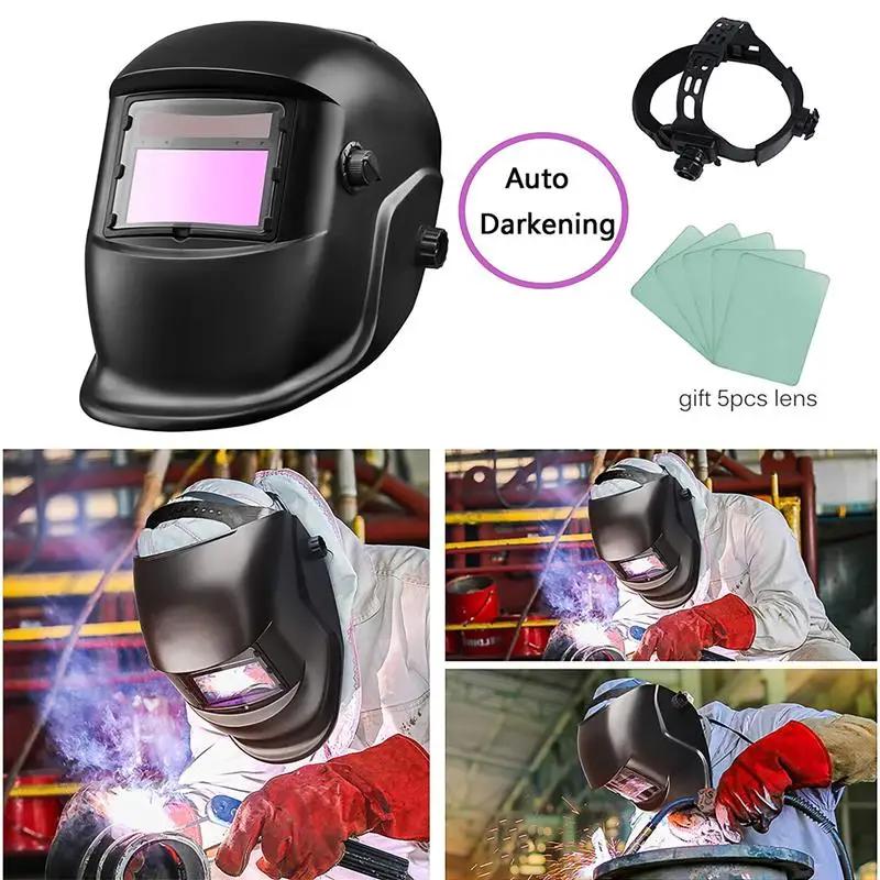 Welding Helmet Welder Mask Solar Power Auto Darkening Welding Masks Protective Head-Mounted Eyes Goggles For Arc Weld Grind Cut