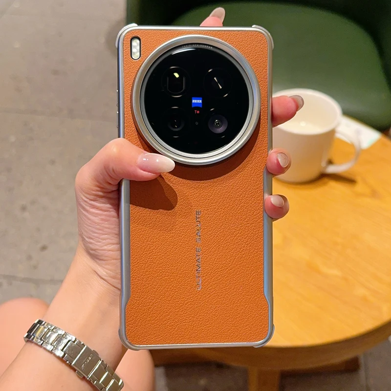 Premium PU Leather Magnetic Wireless Charging Protective Back Cover Case