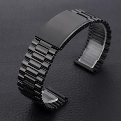 Sleek Stainless Steel Universal Watch Strap - Elegant Metal Band for Business and Casual Wear (Black)