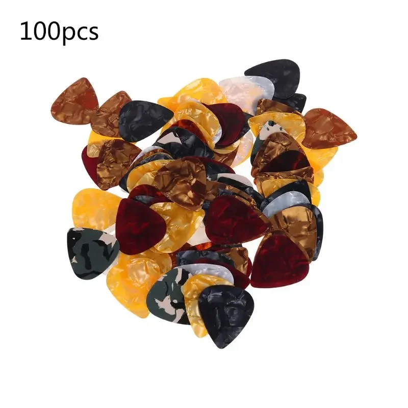Guitar Pick Plectrum 100pcs for Triangle Celluloid Instruments 0.46mm Random Col