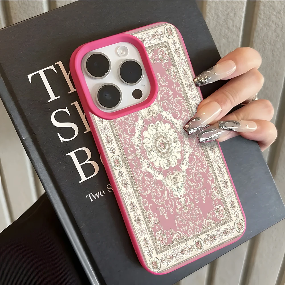 Elegant Pink Baroque Lychee Soft Shockproof Phone Case
