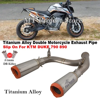 Motorcycle Exhaust System Escape Modified Titanium Alloy Mid Link Pipe Muffler DB Killer Slip On For KTM DUKE 790 890 KTM790 890