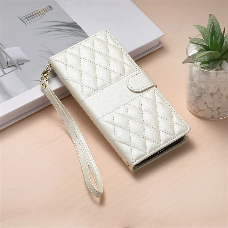 Elegant Leather Wallet Phone Case with Long Lanyard