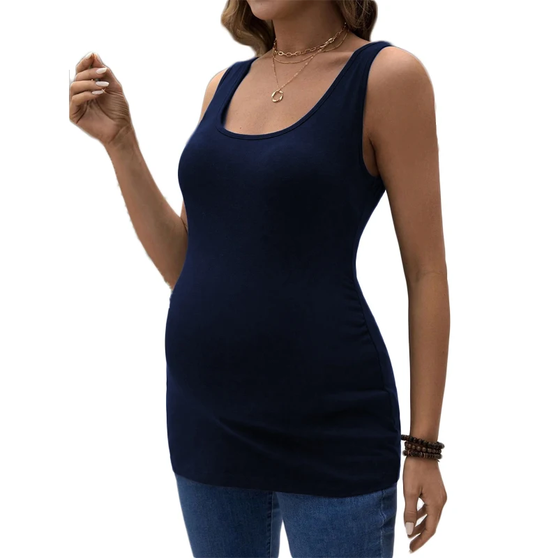 Maternity Tank Tops Maternity Tank Top Summer Pregnant Singlet Solid Color Maternity Vest Sleeveless Tshirt Camisole Women Pregnant Clothes
