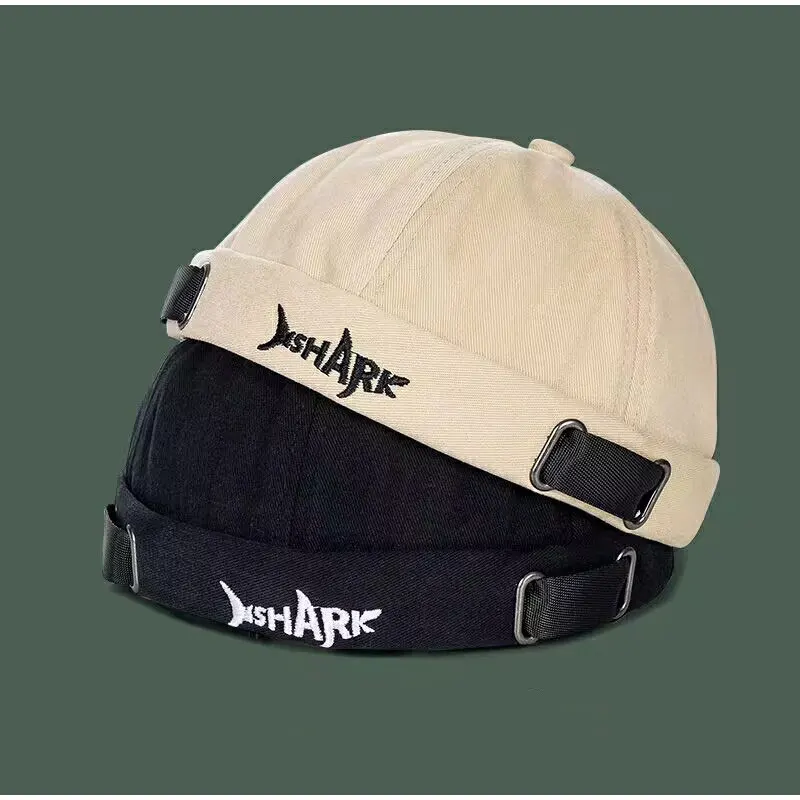 Nouveau chapeau de rue Hip Hop sans bords, Design créatif en forme de requin avec lettres brodées, chapeaux décontractés, bonnets Skullies à la mode_voghion.com
