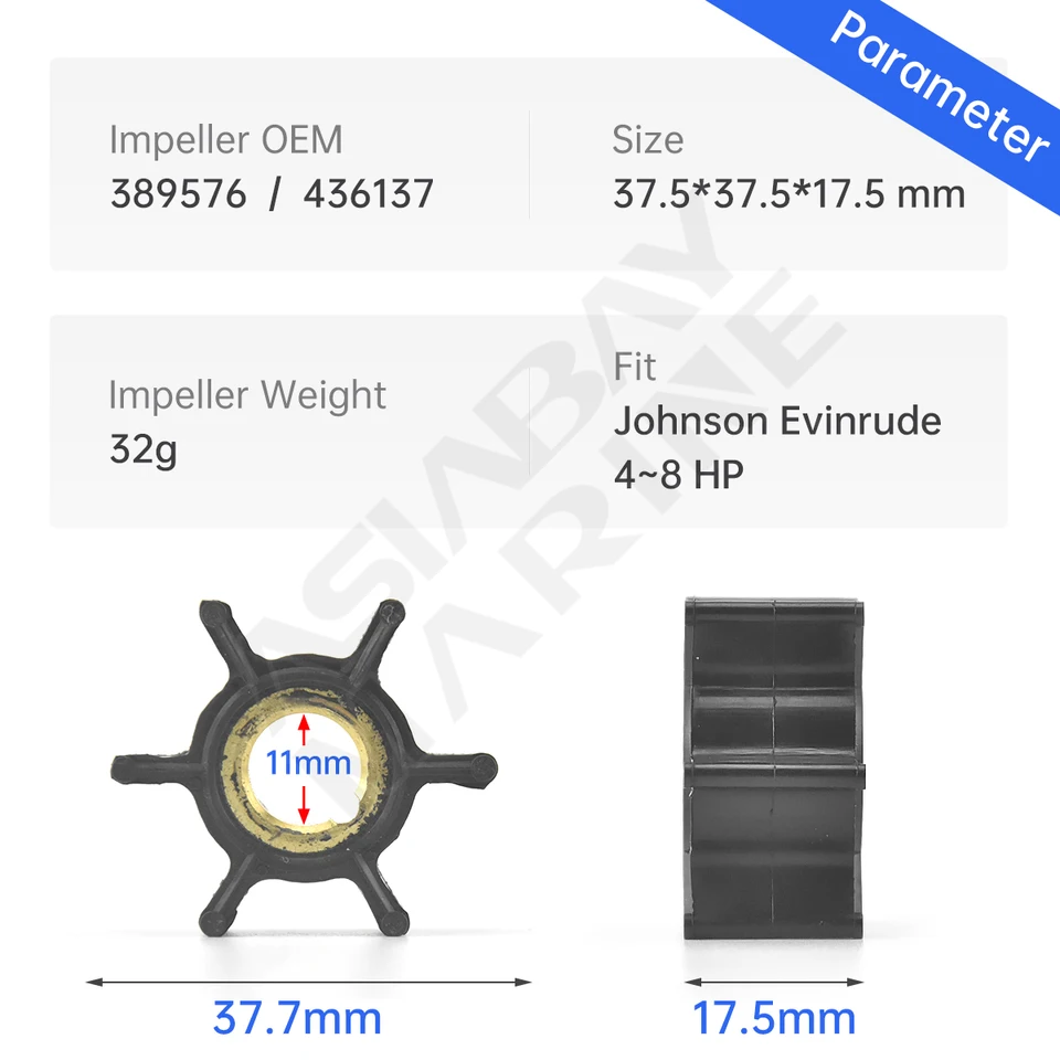 Girante Pompa Acqua Akozon 389576 - Per Motori Johnson/Evinrude 4-8 CV - Foto 2