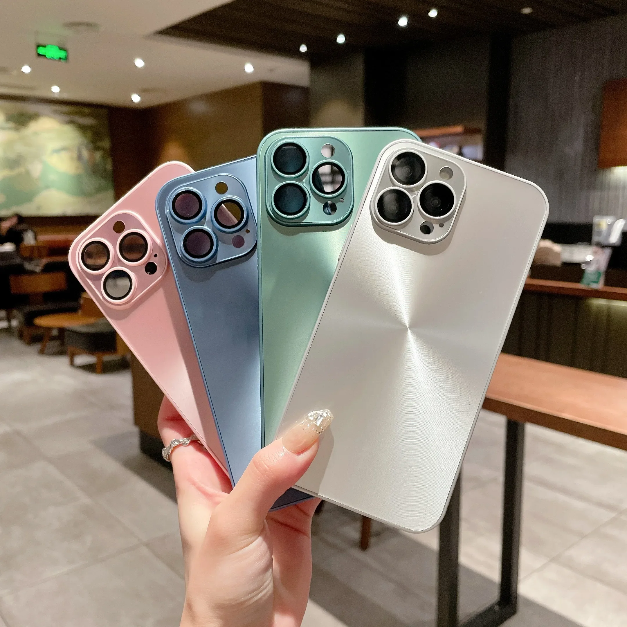 TPU Bumper Phone Case For iPhone 15 14 Plus 13 12 11 Pro Max With Glass Lens Protection Aurora CD Texture Plastic Back_voghion.com