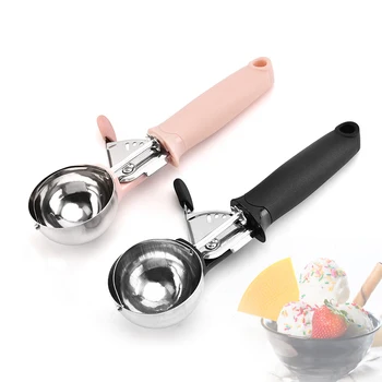 Stainless Steel Pressable Ice Cream Scooper & Dual-Purpose Fruit Spoon 1