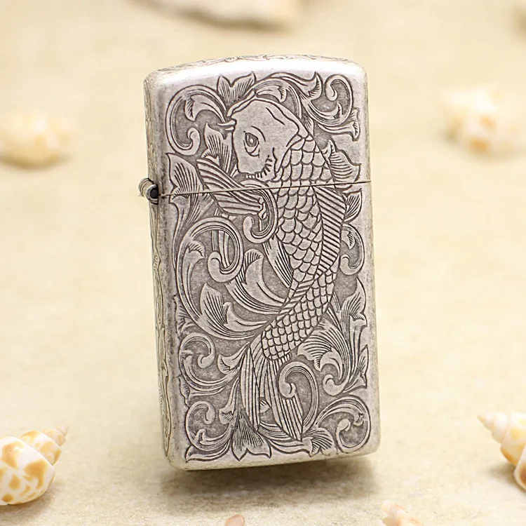 

Настоящий Zippo, узкая версия, зажигалка для карпа, медная ветрозащитная сигаретная керосиновая зажигалка, подарок с кодом против подделки