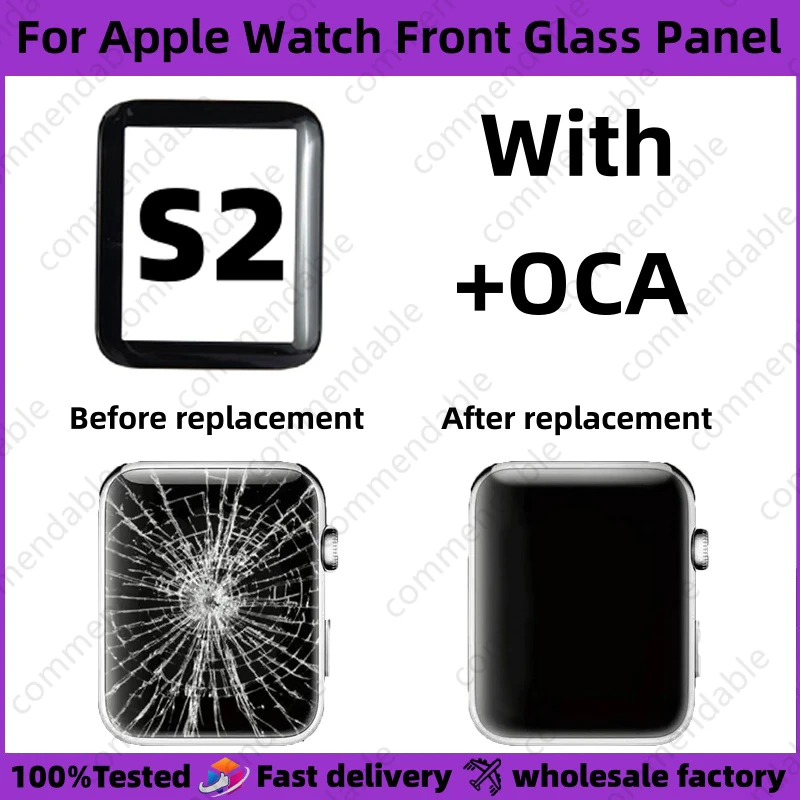 

For Apple Watch Series S2 38MM 42MM OLCD Touch Screen Front Outer External Glass Panel Lens Cracked Replacement Repair With OCA