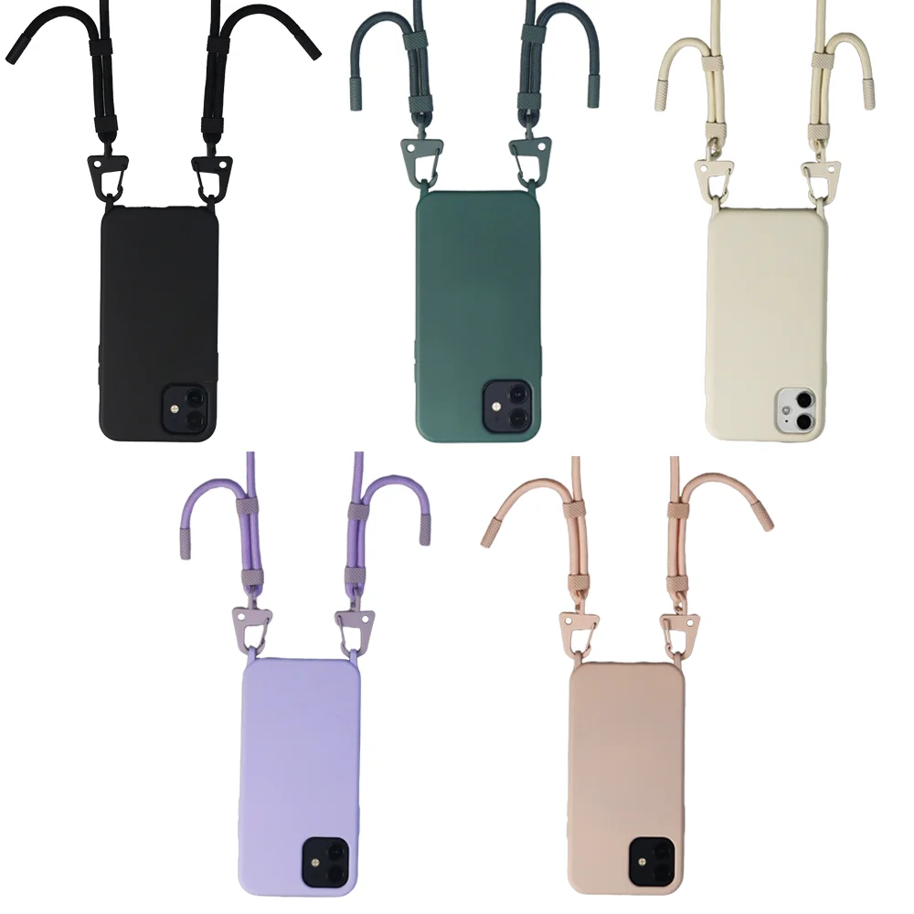 Crossbody Necklace Strap Lanyard Matte Silicone Shockproof Phone Case