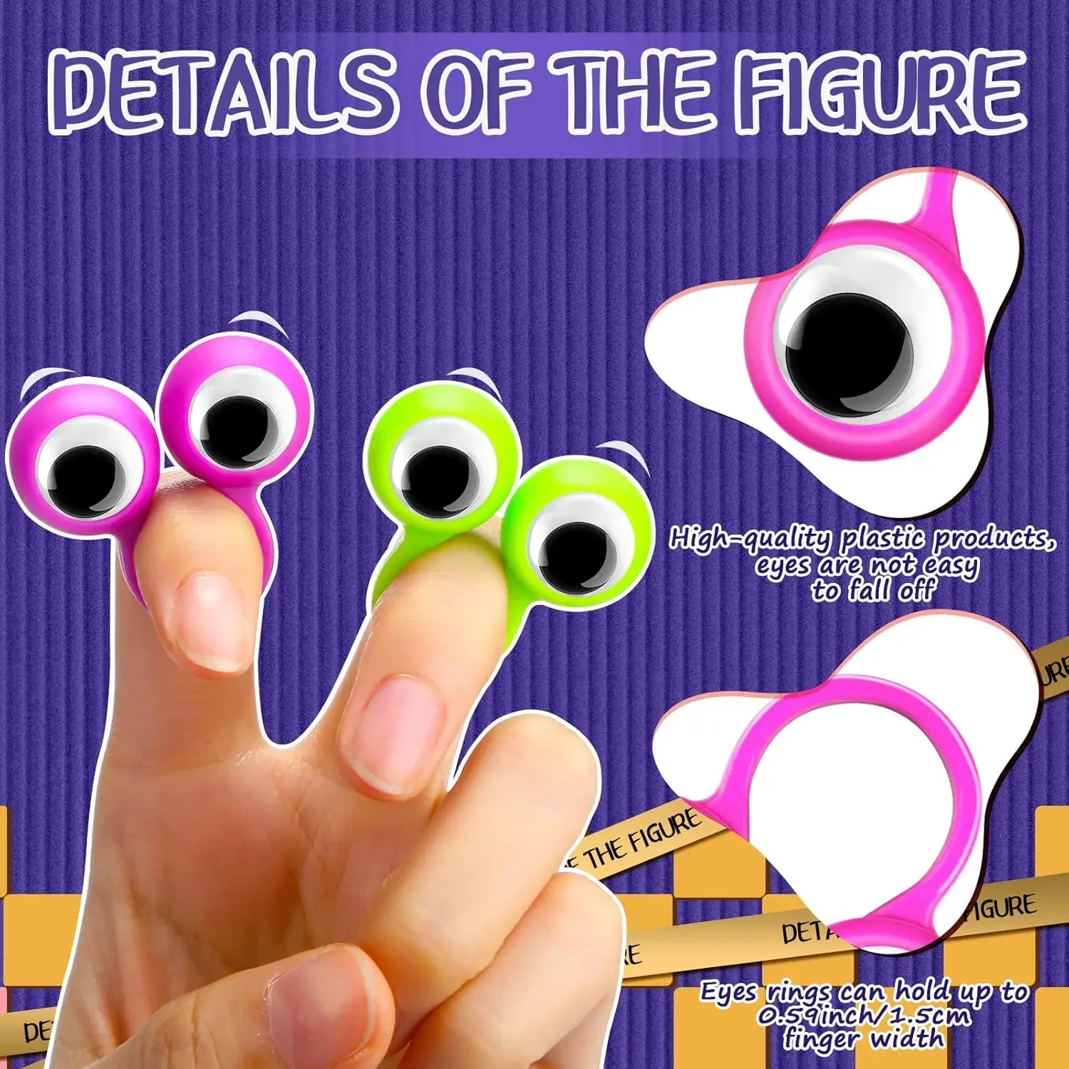 20pcs Googly Eye Rings Finger Puppets Eye Rings Monster Wiggly Eyeball Ring Funny Finger Toys Gift for Kids Birthday Party Favor
