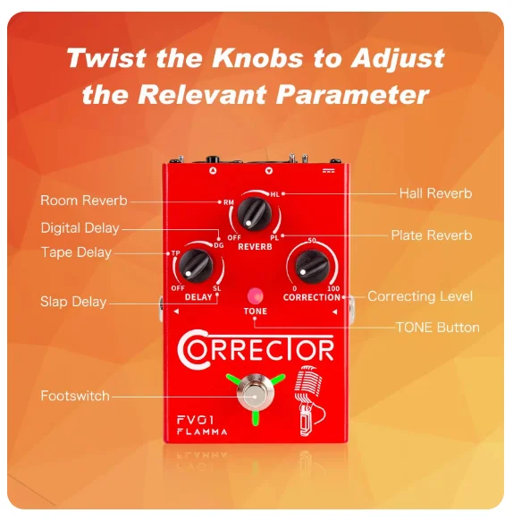 ボイスカルエフェクトプロセッサー,FLAMMA-FV01,ピッチ補正,リバーブ