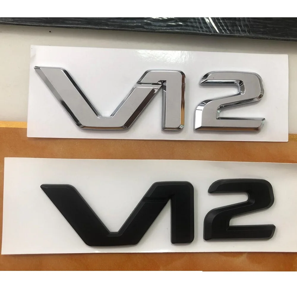 크롬 블랙 사이드 펜더 배지 엠블럼, 메르세데스 벤츠 MAYBACH S500L S600L S63 S65 S65L AMG, V12 V, 12 글자