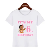 Disney Moana Ocean Romance Princess Girls Clothes It's My 1 2 3 4 5 6 7 8 9 Years Birthday Kids T shirt Cute Baby T-Shirts Gift 2