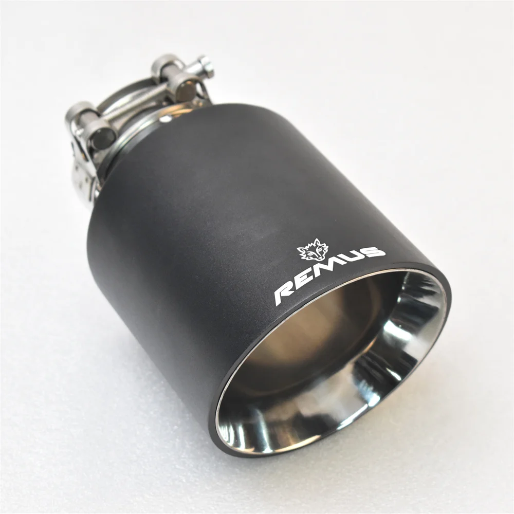1pieceREMUSAluminumAlloyMatteBlackStainlessSteelExhaustMuffler