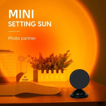 Mini USB Sunset Lamp LED Projector - 16 Colors Rainbow Night Light for Bedroom Decor 1