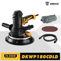DEKO – ponceuse pour cloisons sèches 900W DKWP180CD, ponceuse orbitale，Machine à polir Portable avec papier de verre, lumière LED et sac à poussière 1