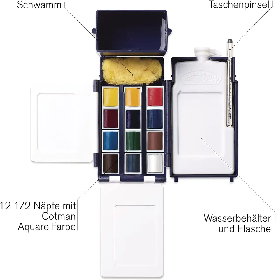 Acuarela Cotman - Winsor & Newton Set de 45 colores - Papelería Técnica