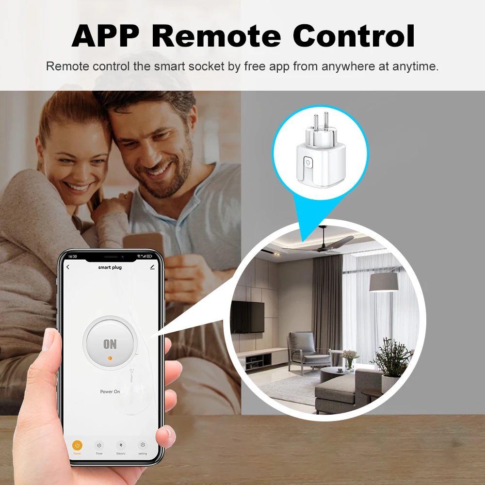 Zigbee3.0 Smart Socket European Plug 20A with Power Metering Alexa Voice Mobile APP Remote Control Home Assistant Zigbee2MQTT