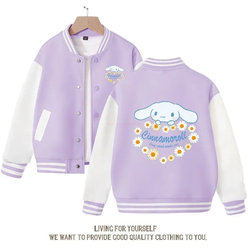 

Милая женская куртка в стиле аниме Cinnamoroll Sanrios с героями мультфильмов, новинка на весну-осень, свободная спортивная бейсбольная форма, подарок на день рождения