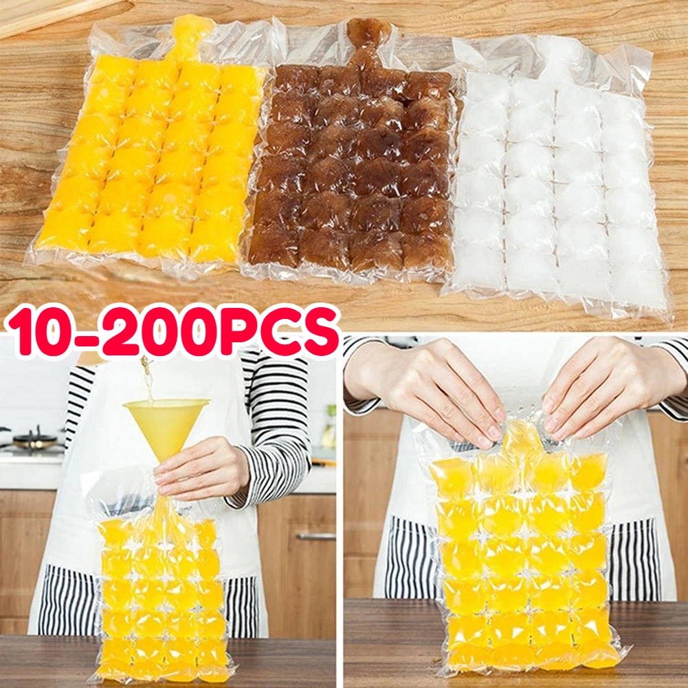Ice Mold 10-200PCS Disposable Ice-Making Bag Freezing Maker Ice Cube Bag Self-Seal DIY Drinking Ice Cube Tray Mold For Cocktail DIY Drink, ice mold,ice cream molds