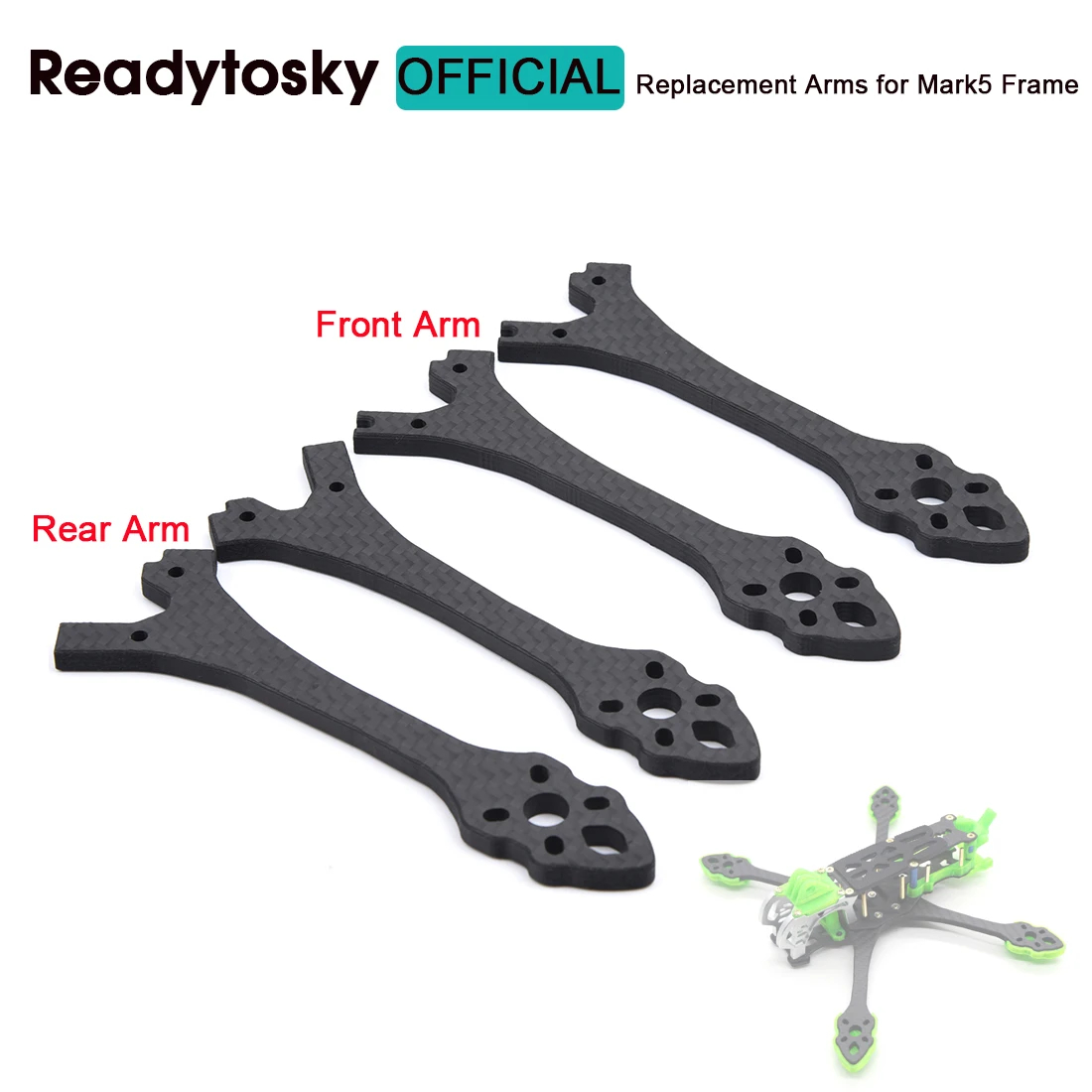 Bras de rechange fibre carbone 5mm pour cadre MARK5 drone FPV course
