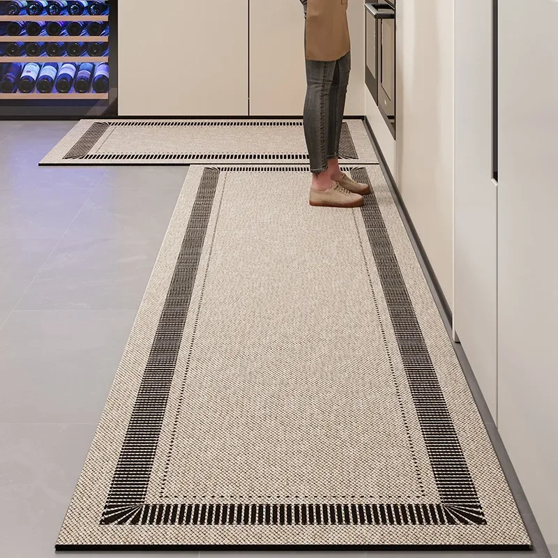 Simple Kitchen Floor Mat Geometric Waterproof Oil-proof Easy Clean Carpets PVC Leather Large Area Balcony Rugs Tapete De Cozinha