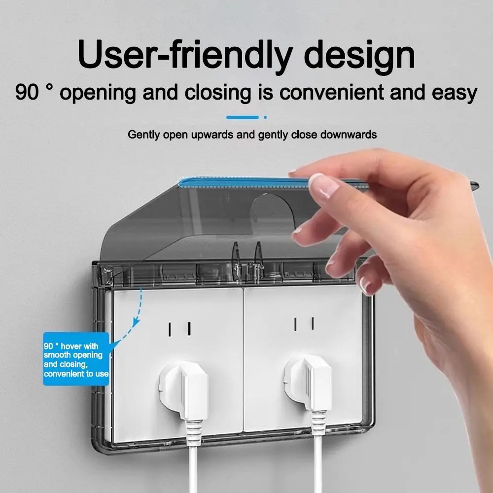 86 Type Switch Protective Cover Self-Adhesive Splash-Proof Electric Plug Cover Waterproof Power Outlet Socket Protector for Home