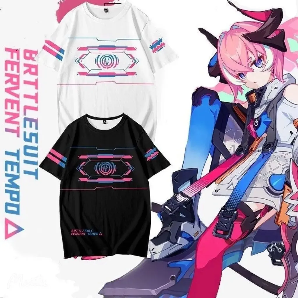 

Honkai impact 3 fervent tempo t-shirt estilo 3d impressão camiseta verão moda em torno do pescoço manga curta popular jogo