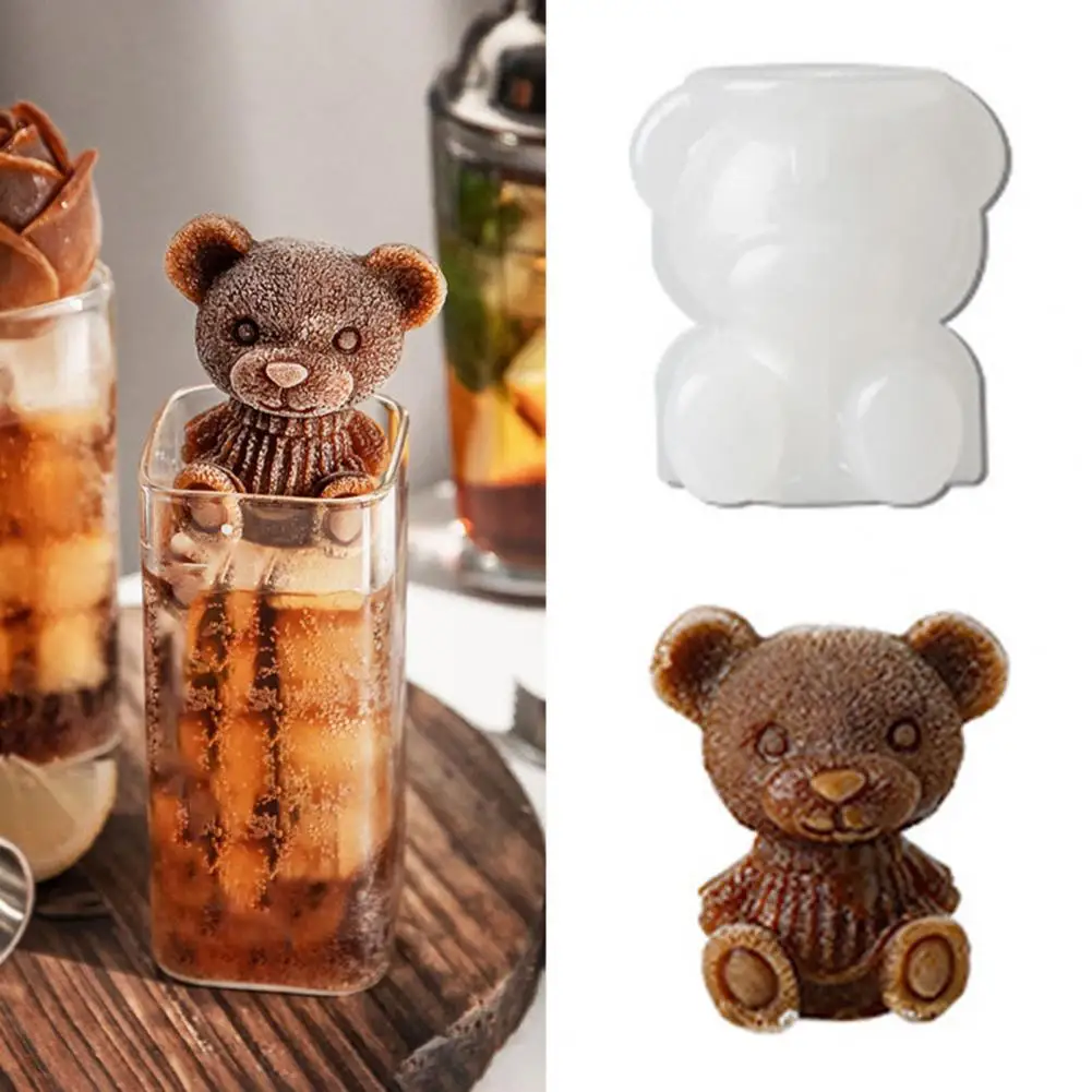 Ice Cube Mold Silicone Bear Ice Cube Mould Portable Multi-purpose  Useful Quick-frozen Coffee Ice Cube Mold images - 6