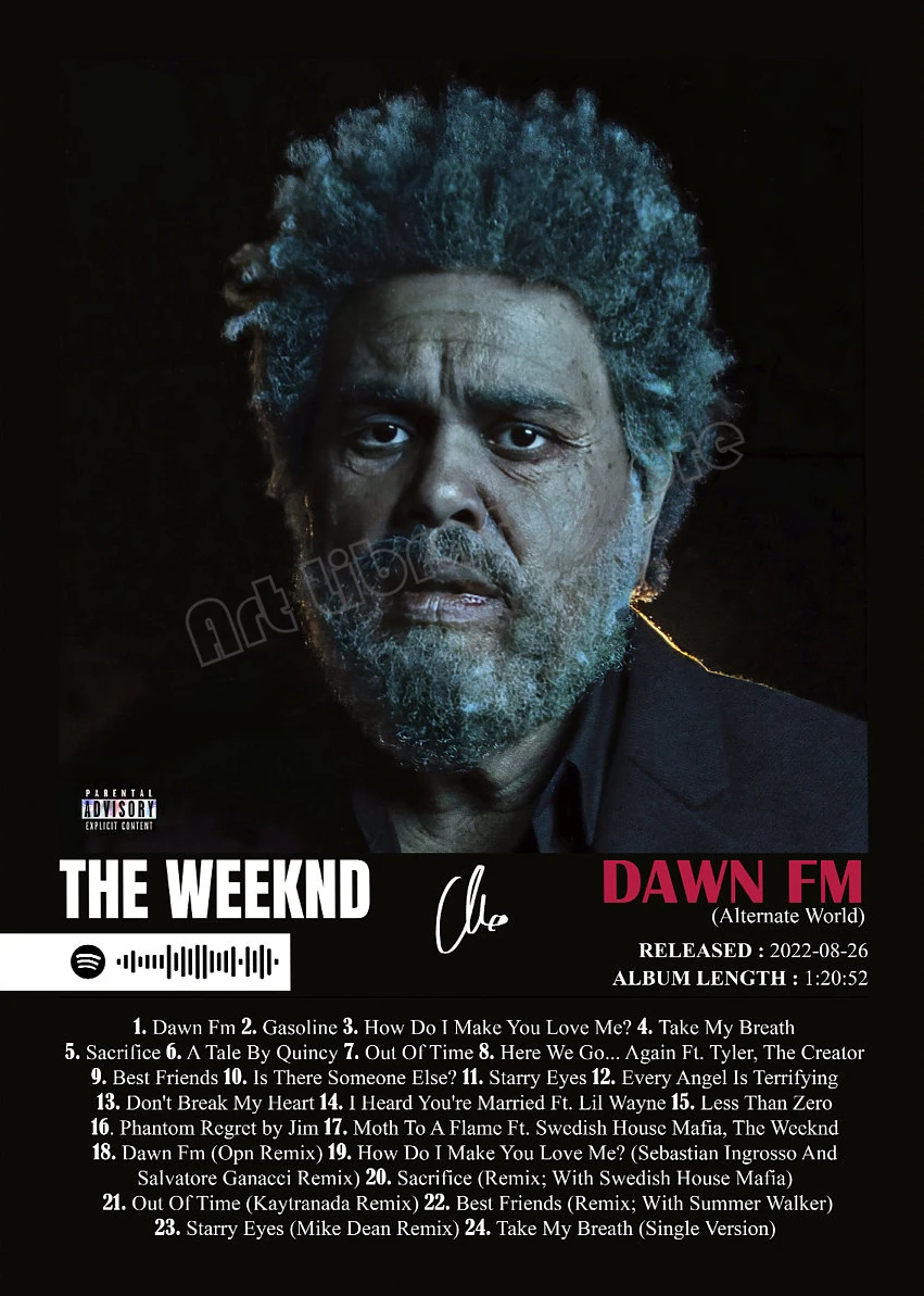 ミュージシャン The Weeknd Dawn FM Portrait Tee ミュージシャン The Weeknd Dawn FM Portrait Tee