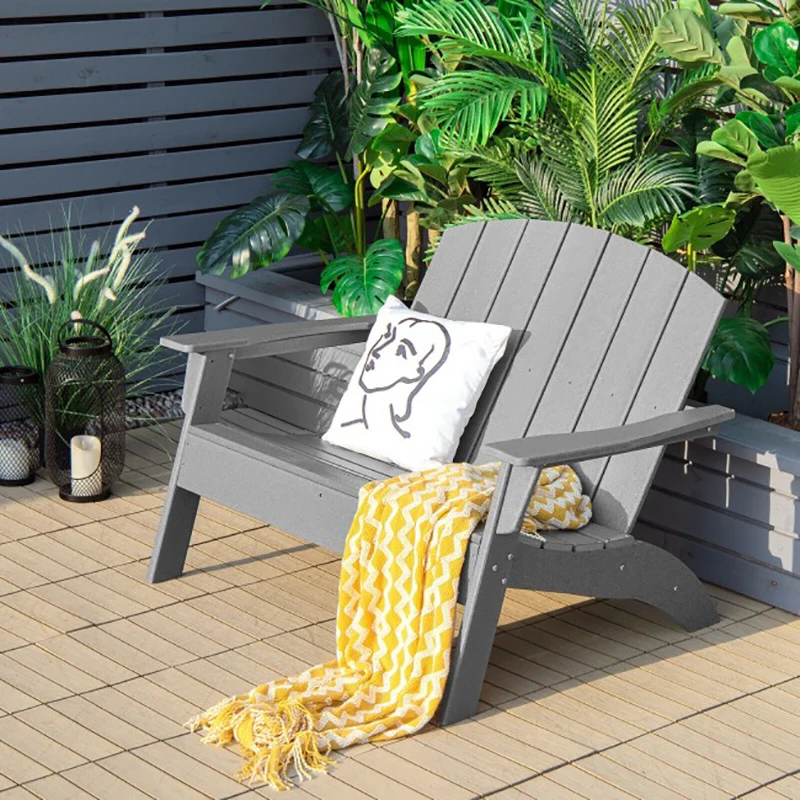 

Patio Chair Weather Resistant Adirondack Loveseat Living Room Park Garden Lounge Double Chairs Patio Furniture