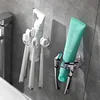 Self-adhesive Wall Mount Toothpaste Dispenser Toothbrush Holder Storage Squeezer Shaver Holder Bathroom Shelves 3