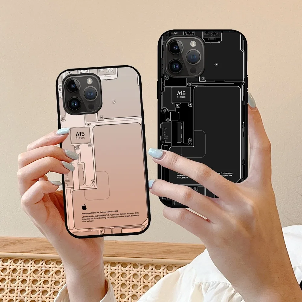 I-Iphone Teardown Chip  Phone Case For Iphone 15 14 13 12 11 X Xr Xs Xsmax 8 7 Plus Mini Pro Max Soft Black Phone Cover