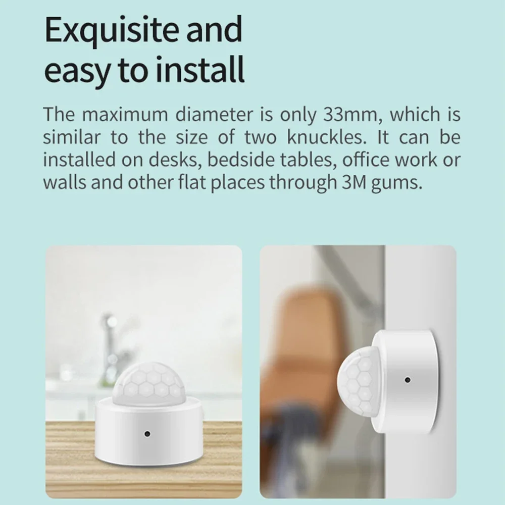 Motion Detector 2 in 1 Zigbee Mini PIR Bright Lux Light Passive Infrared Security Alarm Sensor