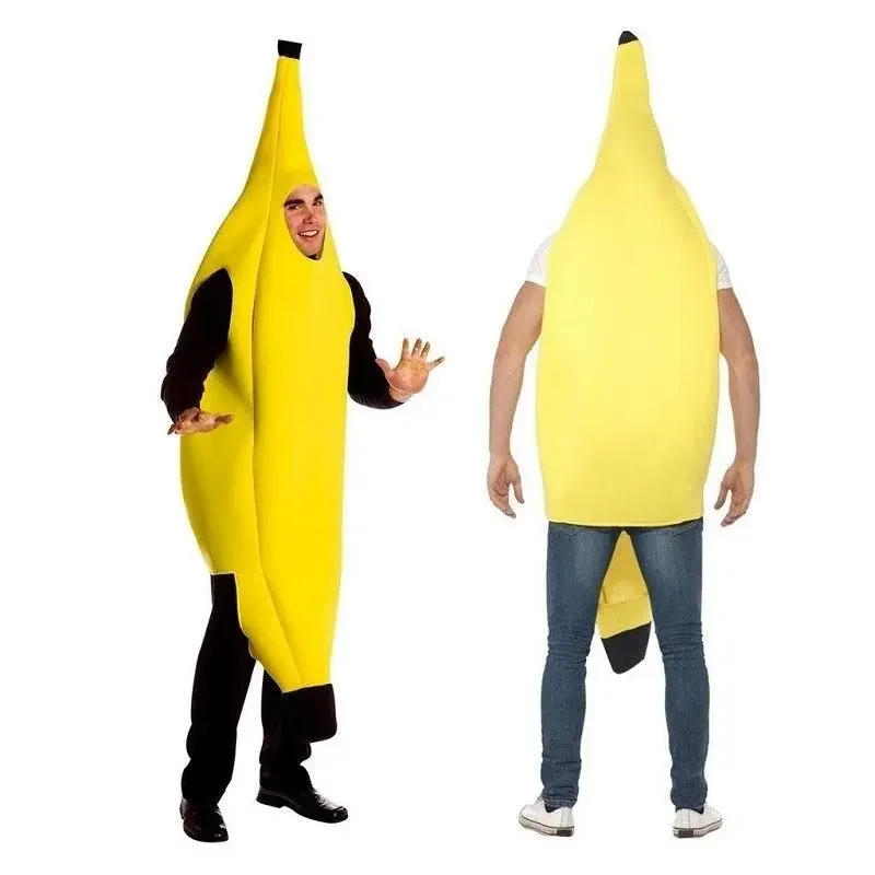 

Adult Unisex Funny Banana Suit Yellow Cosplay Costume Light Halloween Fruit Fancy Party Festival Dance Dress Outfits