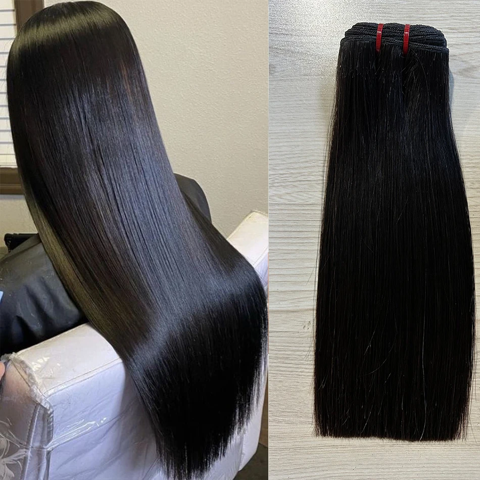 Chinese Virgin Human Hair Silky Straight Bundle 100G Raw Virgin Hair Bone Straight Super Double Drawn Human Extensions