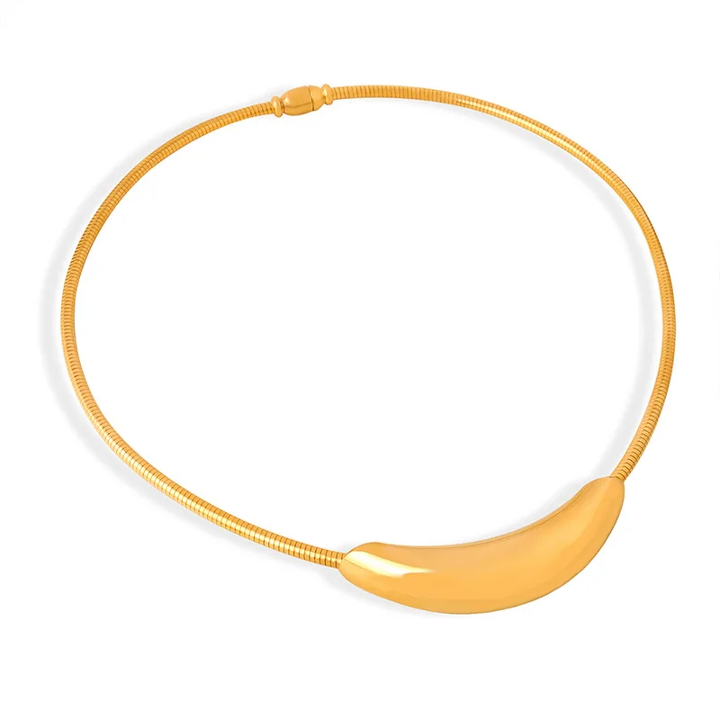 Fashion Stainless Steel Round Necklace Women Gold Plated Choker Punk Accessories Luxury Jewelry Girlfriend Gift