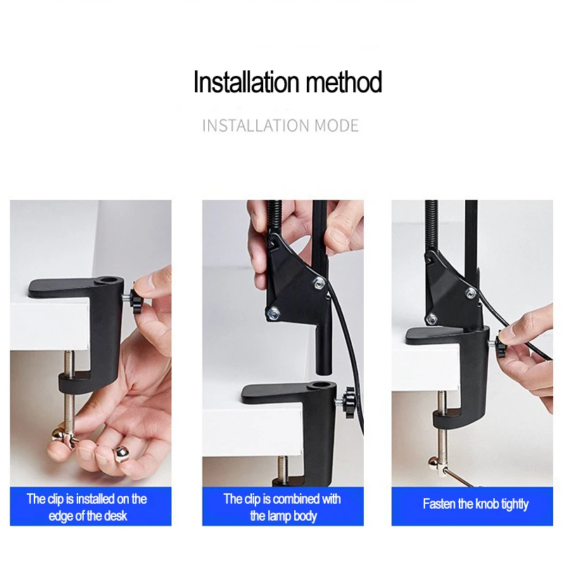 Adjustable Eye-Caring LED Desk Lamp with Clamp - 3 Color Modes & 10 Brightness Levels for Home, Reading, and Study