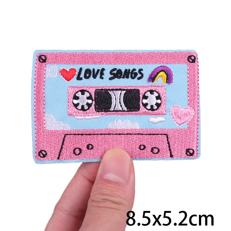 Description Picture 4 of itemMusic Tape Patch DIY Wine Cup/Cartoon Embroidery Patch Book Badge Iron On Patches For Clothing thermoadhesive Patches On Clothes