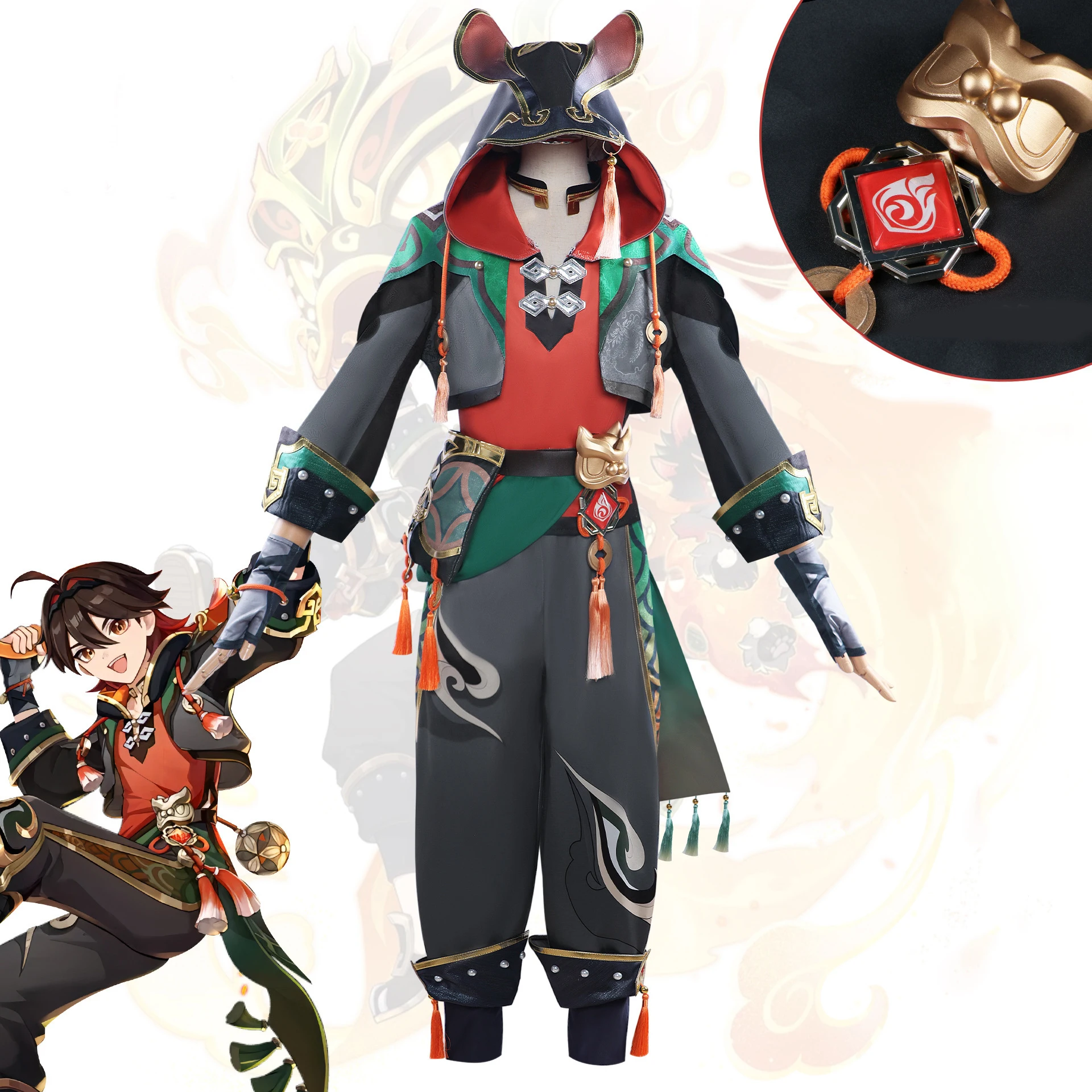 

Игровой костюм для косплея Genshin ударопрочная форма парик аниме китайский стиль костюмы на Хэллоуин игра