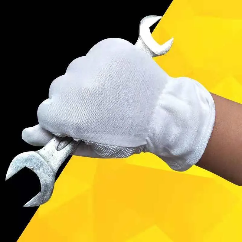 4PCS No Slip White Cotton Gloves Men Costume Stitched Uniform Gloves for Parade Honor Police Inspection Server Funeral Wedding