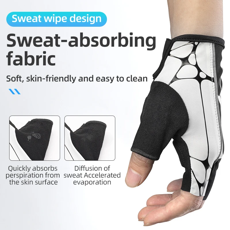 ROCKBROS Bicycle Gloves Breathable Reflective MTB Road Half Finger Bike Gloves Silicone Shock-absorption Cycling Short Gloves 3