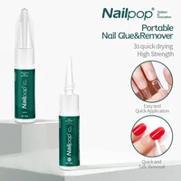 NAILPOP Super Strong No Cure Quick Dry Nail Bond Nail Glue Remover Set Easy Glue Off Debonder for Nail Tips Acrylic False Nails 1