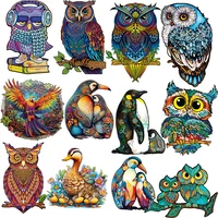 Owl Wooden Animal Puzzle DIY Crafts Brain Trainer Puzzles Game for Kids Adult Educational Wood Toy Gift Medium Difficulty Jigsaw 1