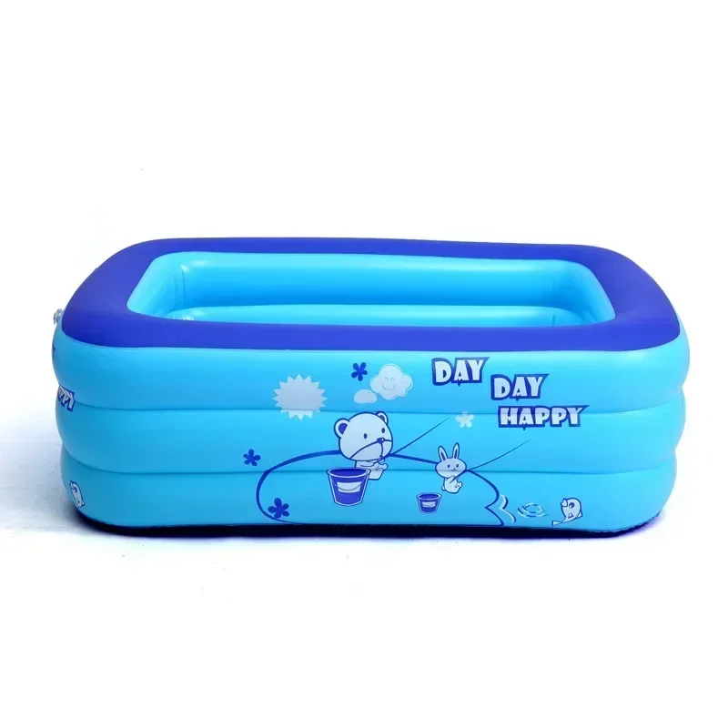 Inflatable Swimming Pool Thickening Family Summer Outdoor Water Play Pool Bathtub with Bubble Bottom for Kids 43x28x15inch inflatable swimming pool
