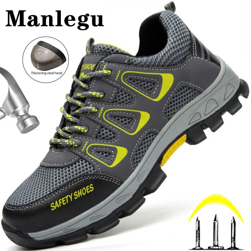 Breathable Steel Toe Work Shoes Safety Boots Men Anti-smashing Sneakers Safety Shoes Men Shoes