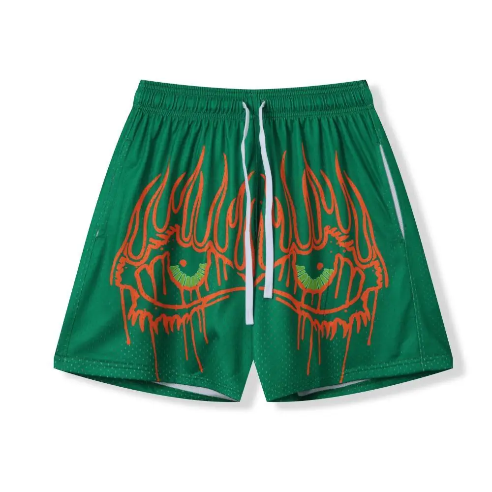 

New American basketball shorts but knee double mesh breathable quick dry running fitness race training quarter pants