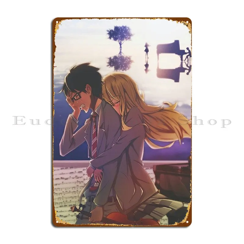 Your Lie In April Kaori E Koumei Metal Platform Custom Wall Decor Garage Wall Murale Piatti Tin Sign Poster